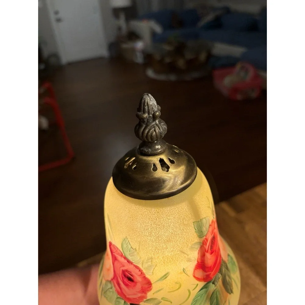 Dale Tiffany Hand Painted RoseBell Lamp Gift Set Candle Holder Wooden Jewelry Bo - Picture 11 of 16